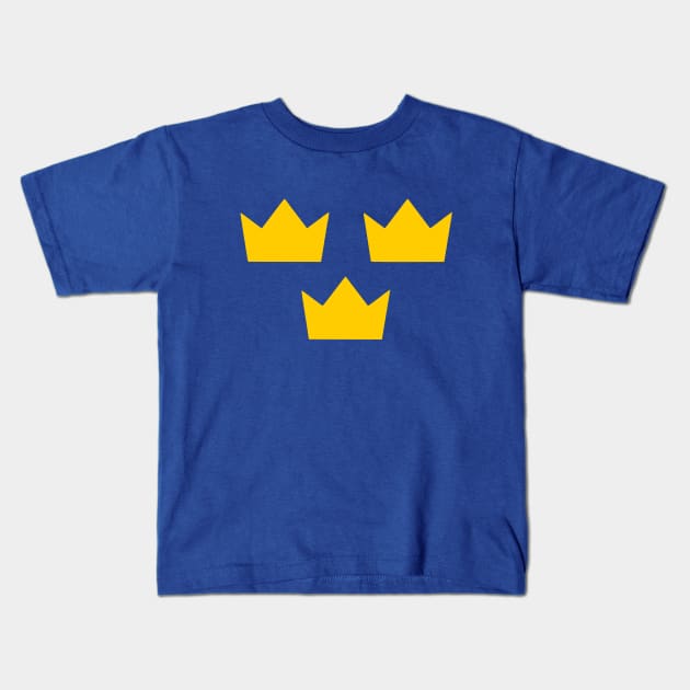 Sweden Tre Kronor Kids T-Shirt by The Moon Child